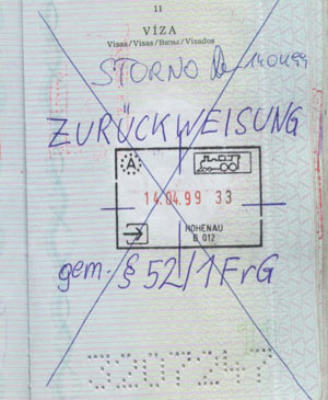 Ilegální přechod hranic
do Rakouska v roce 1999