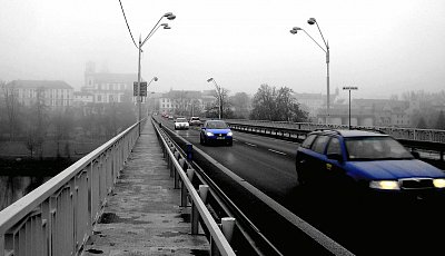 Litoměřice v mlze. Tyršův most