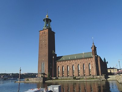 Stockholm, ráno u radnice