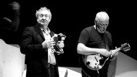 David Gilmour s Nickem Masonem při tiskové konferenci k albu.